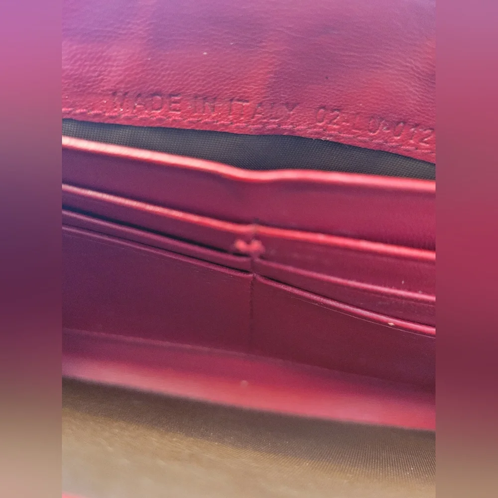 Christian Dior Red Cannage Quilted Long Zip Wallet